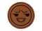Kawaii Cute Smug Smirk Smile Face Round Iron-On Engraved Faux Leather Patch Applique - 2.5"
